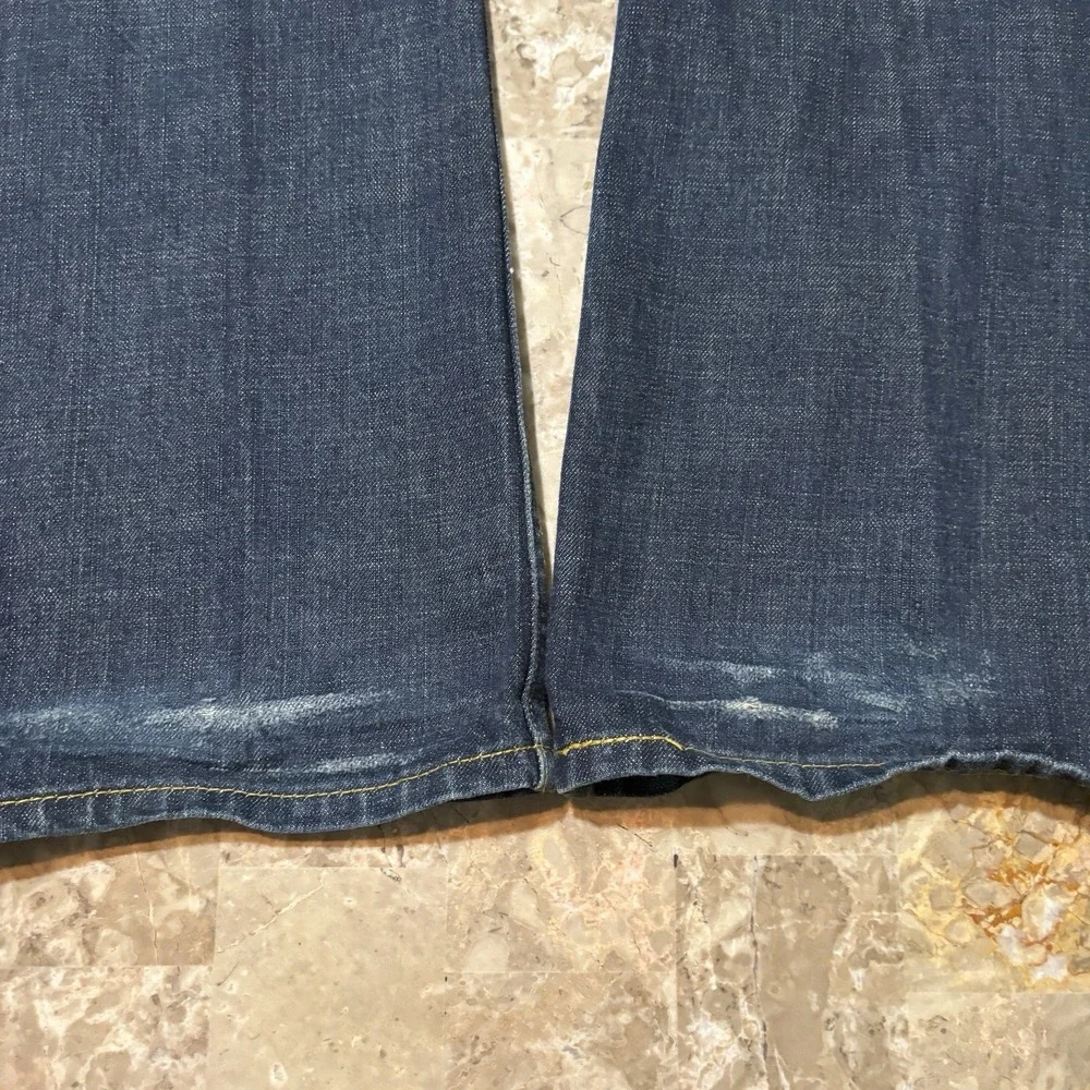 Levi's Jeans Mens 36x34 (fits 38x34) Blue 527 Low Boot Cut Fade Whisker Cowboy